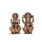 Brass Superfine Ganesh Lakshmi Idols - 4" Height